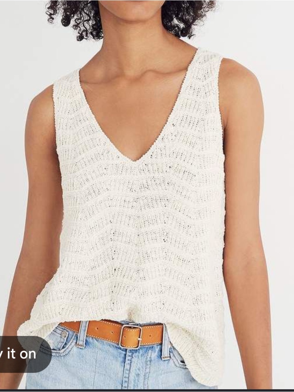 Madewell Cream Crocheted Sweater Tank
